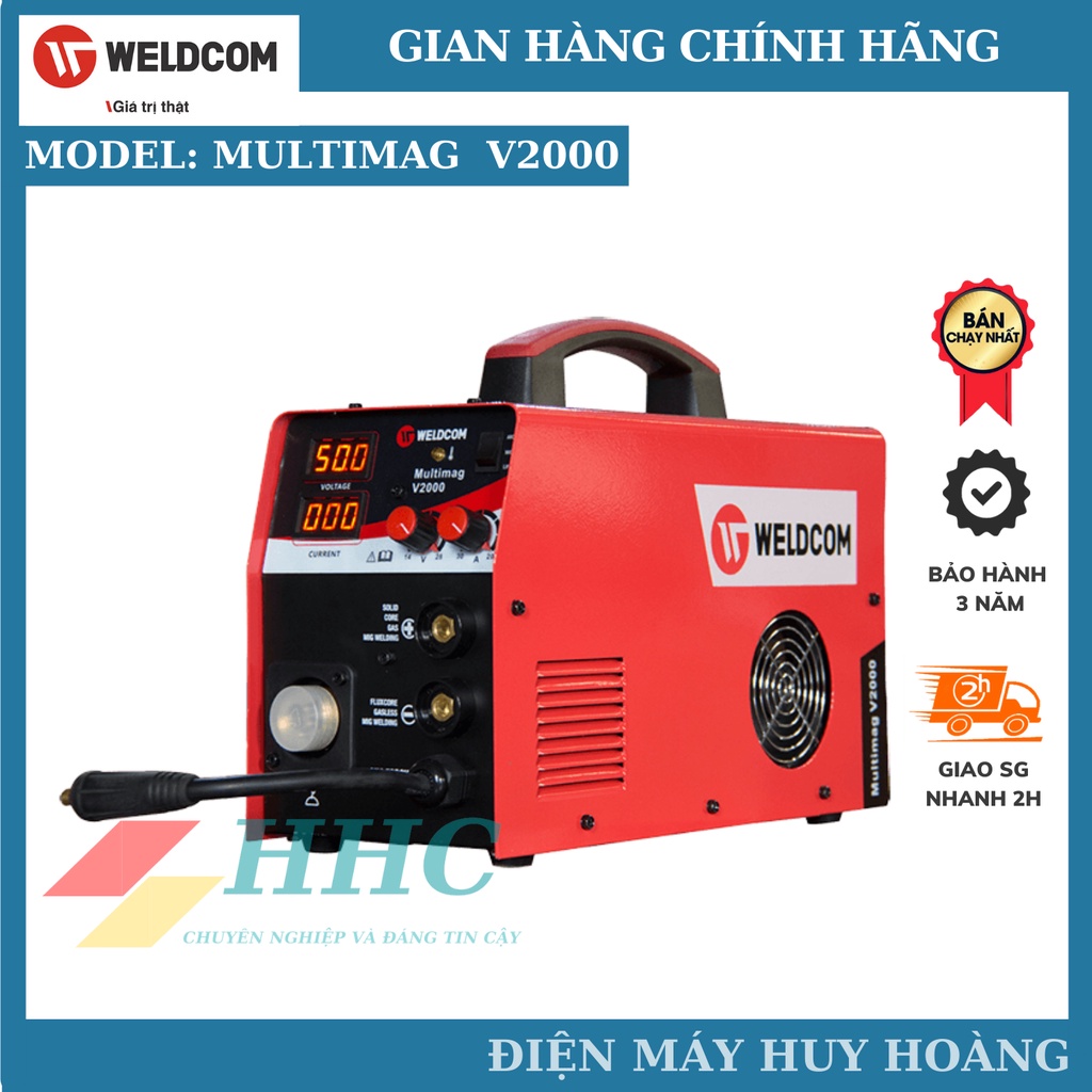 Máy hàn bán tự động Weldcom Multimag V2000 - Máy hàn MIG không dùng khí , 3 chức năng hàn