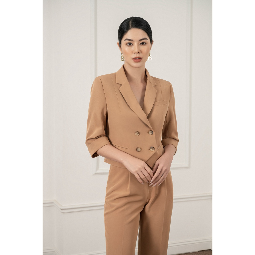 Áo blazer nữ dáng ngắn tay lỡ Eva de Eva 22SOTE013N