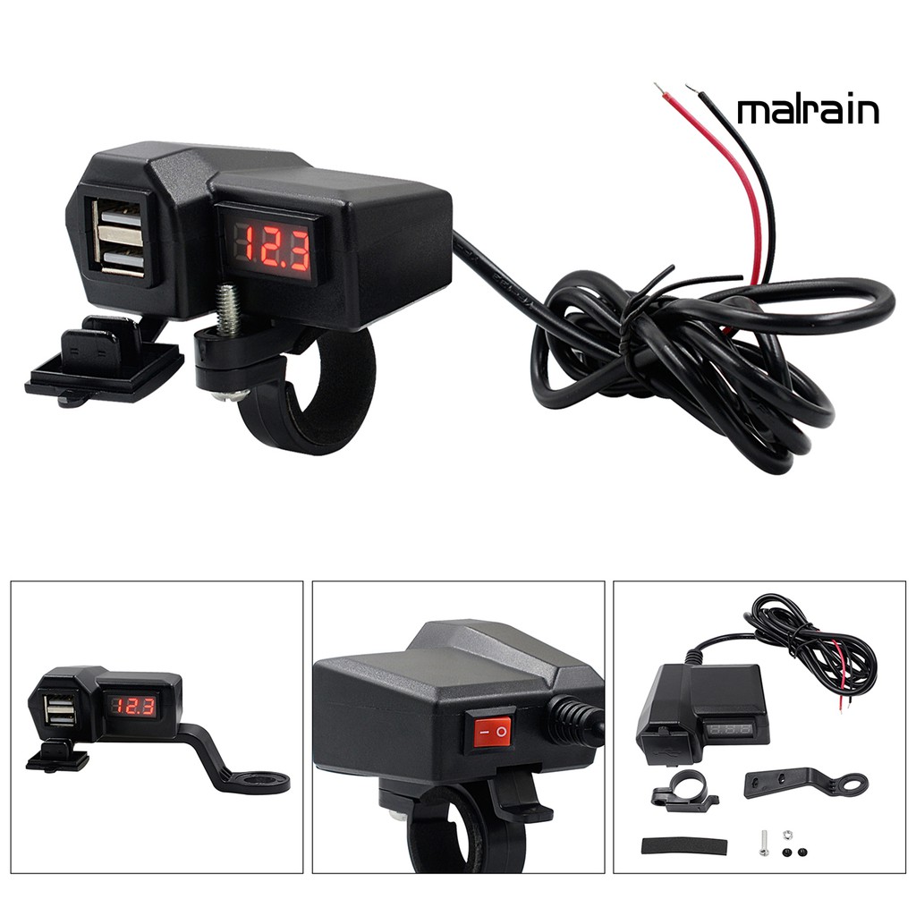 Bộ Chuyển Đổi Sạc Điện Thoại Hai Cổng USB Đa Năng Có Vôn Kế