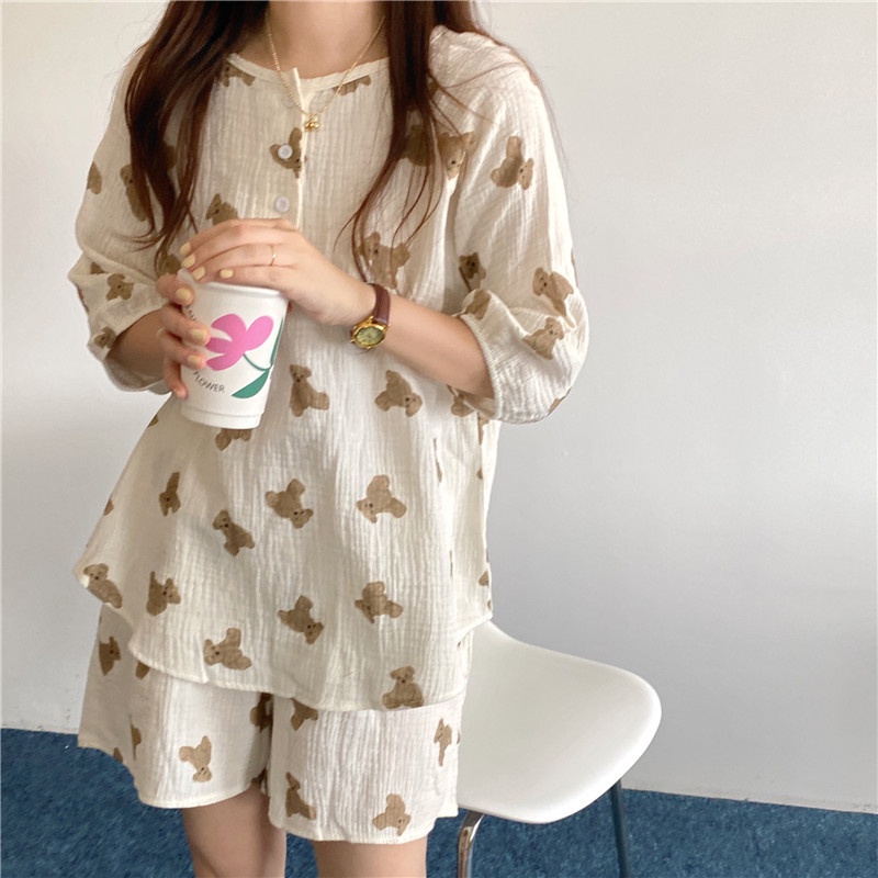 Bộ Đồ Ngủ Mặc Nhà In Hoạt Hình Dễ Thương Thời Trang Mùa Hè 44940 | BigBuy360 - bigbuy360.vn