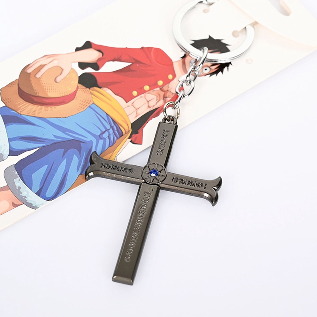 Vòng cổ/ móc khóa bằng hợp kim mặt thánh giá phong cách One Piece cổ điển