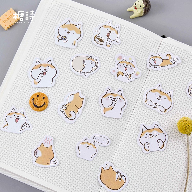 Bộ sticker/ Hình dán Chú Cún Chibi (45 Hình)