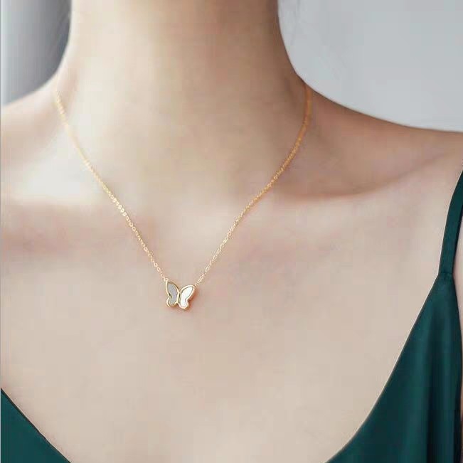 Bông Tai / Dây Chuyền Hình Bướm Ba Chiều Bằng Thép Titan Nhẹ Phong Cách Nhật Bản Sang Trọng Không Gây Dị Ứng