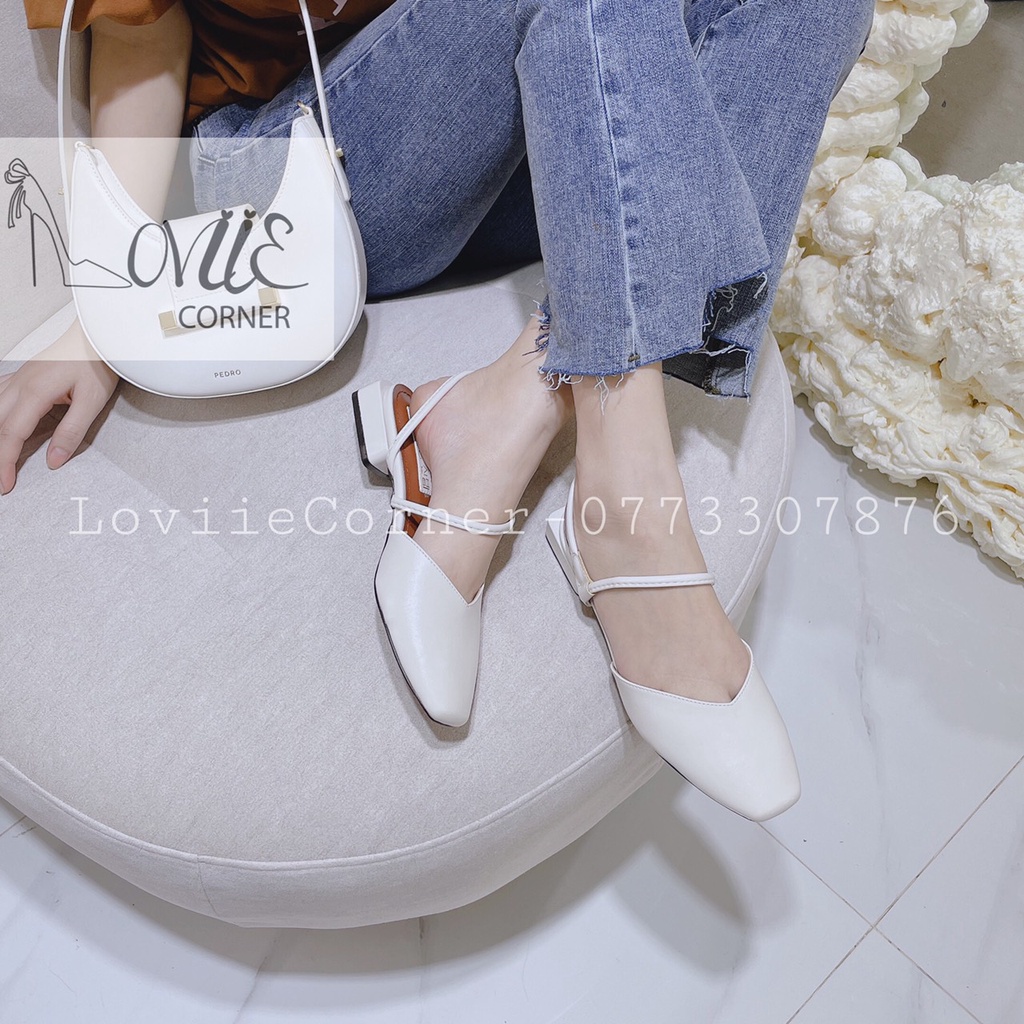 GIÀY NỮ LOVIIECORNER- SANDAL NỮ THỜI TRANG BÍT MŨI ĐẾ VUÔNG 3 CM MŨI TÙ HỞ HẬU QUAI NGANG CHÉO DA MỀM S211104