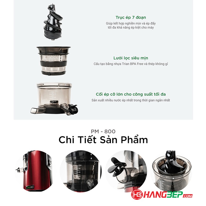 [Mã 44ELSALE1 giảm 5% đơn 3TR] Máy ép chậm trái cây dành cho quán Promix PM-800 - Bảo hành 3 năm