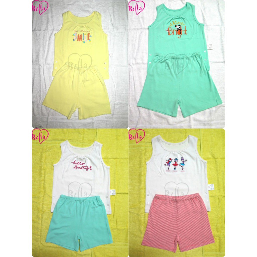 Bộ quần áo cotton không tay 3 tháng - 5 tuổi (bé gái)