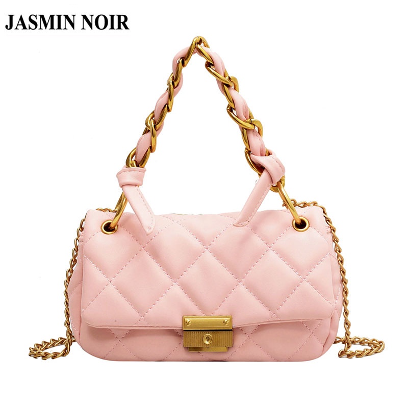 Túi Đeo JASMIN NOIR Chéo Họa Tiết Kẻ Sọc Phối Dây Xích Chần Bông Cho