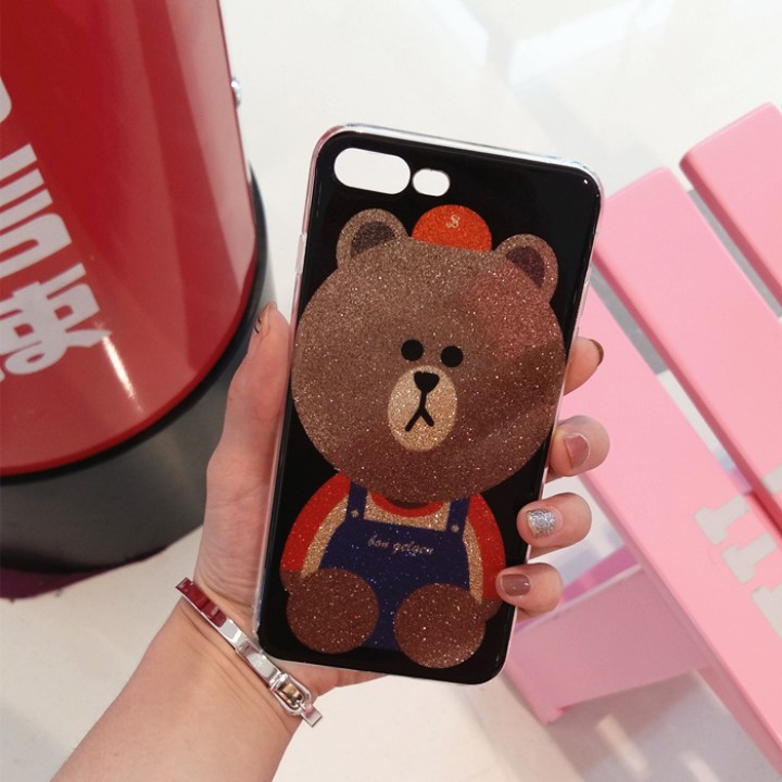 Ốp Lưng Gấu Brown Nhũ Kim Tuyến iPhone 5, 5s