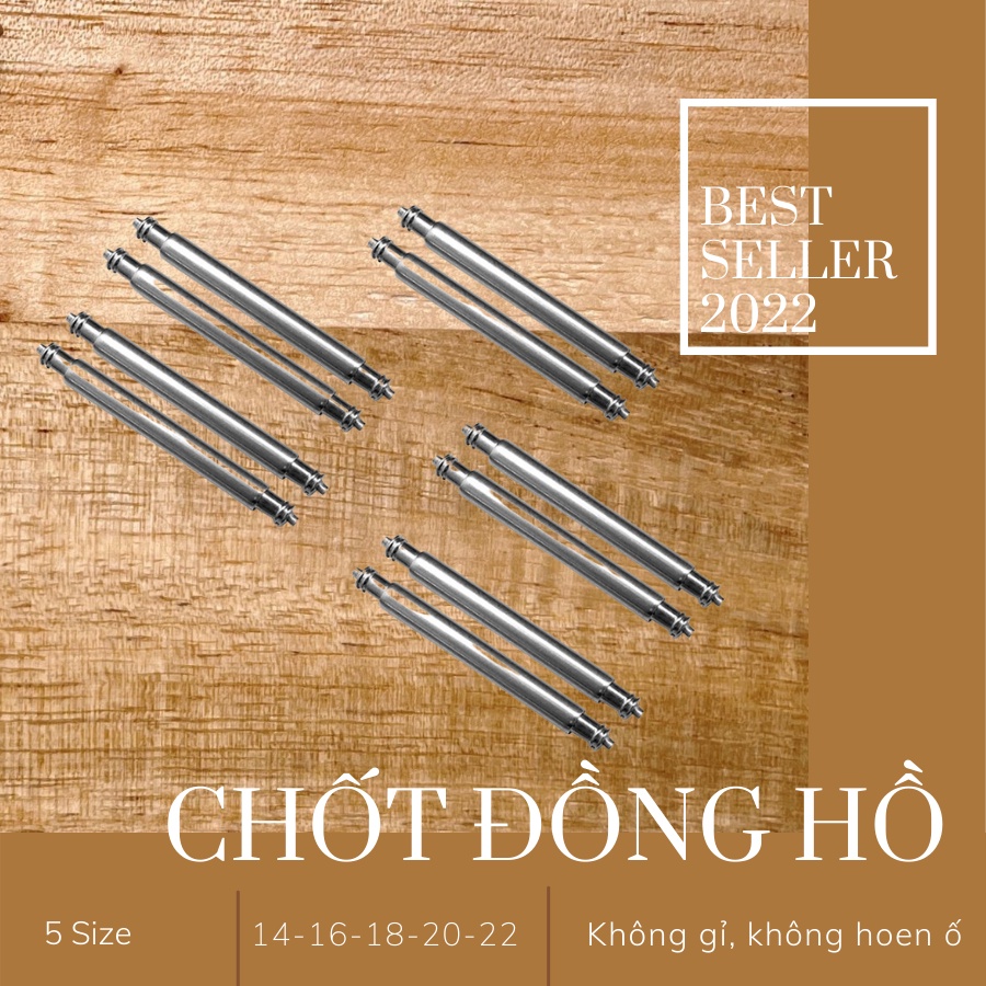 Bộ Chốt Dây Đồng Hồ Đeo Tay 2 Cái Nhiều Size 14mm, 16mm, 18mm, 20mm, 22mm, 24mm Bằng Thép Không Gỉ Cao Cấp, Giá Rẻ
