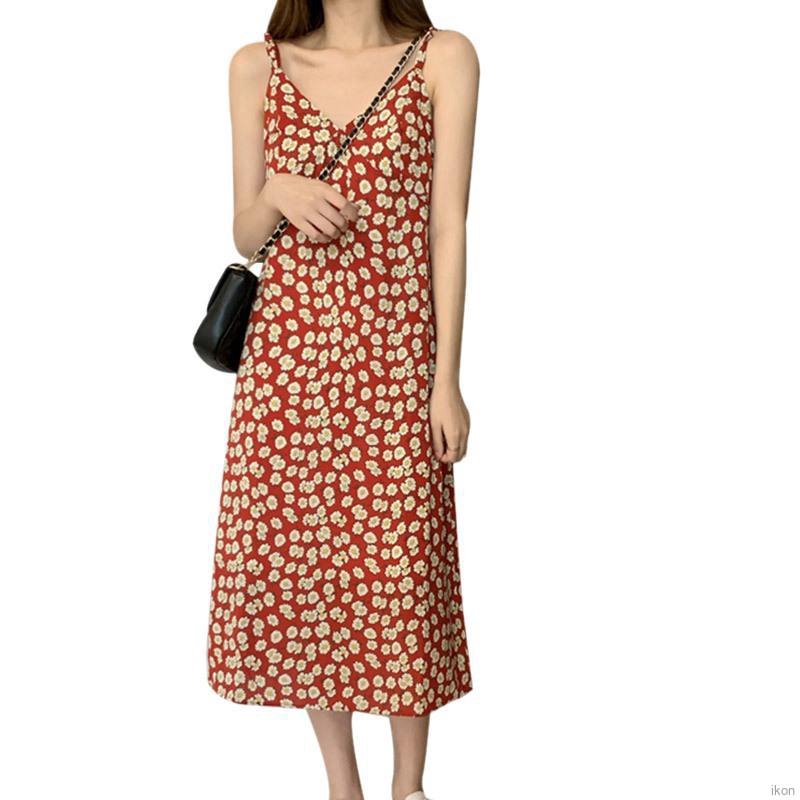 đầm hoa váy hoa nhí Women's Beach Style Flowers Print Backless Summer Sexy Midi Dress