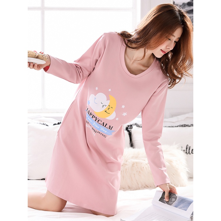 Đầm Ngủ Cotton Tay Dài Thời Trang Thu Đông Dành Cho Nữ 2021 3nrA *&&&& * - * - & ***