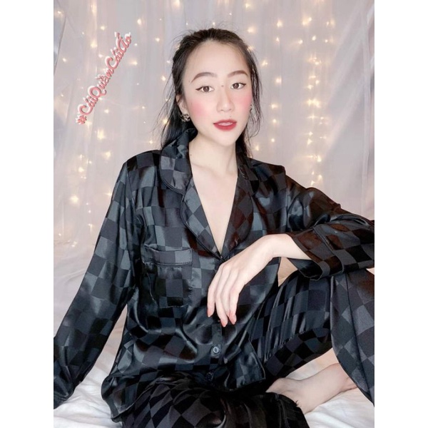 (Mua 1 tặng 1) Hàng hiếm,số lượng ít!Đồ bộ mặc nhà Gấm caro siêu sang chảnh cho các nàng.