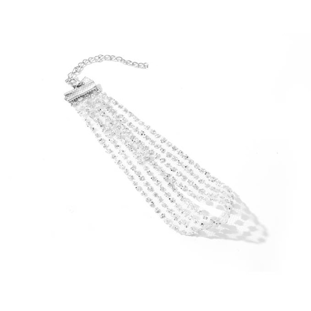 Vòng cổ đính chất liệu kim sa màu vàng đồng/bạc cuốn hút dành cho bạn nữ