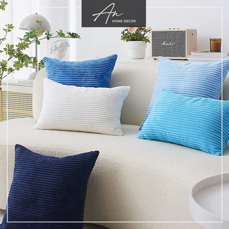 Vỏ bao gối tựa nhung tăm sofa vuông 45*45 4 mùa Xuân Hạ Thu Đông