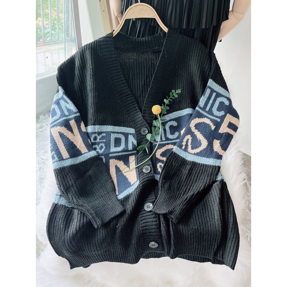 Áo Khoác Len Cardigan Phối Chữ Cổ V Cài Khuy Tay Dài Thời Trang Thu Đông Hàn Quốc | Vui Vẻ Shop