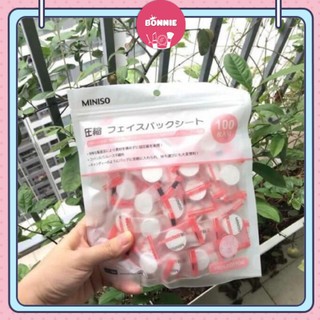 Mặt nạ giấy nén🍑freeship🍑 mặt nạ miniso gói 100 viên nhât bản