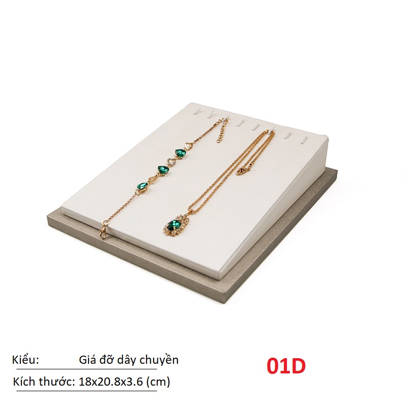 [D1CB] Phụ kiện giá gỗ bọc da sần trưng bày trang sức lai trim chụp mẫu ảnh 3D rất đẹp