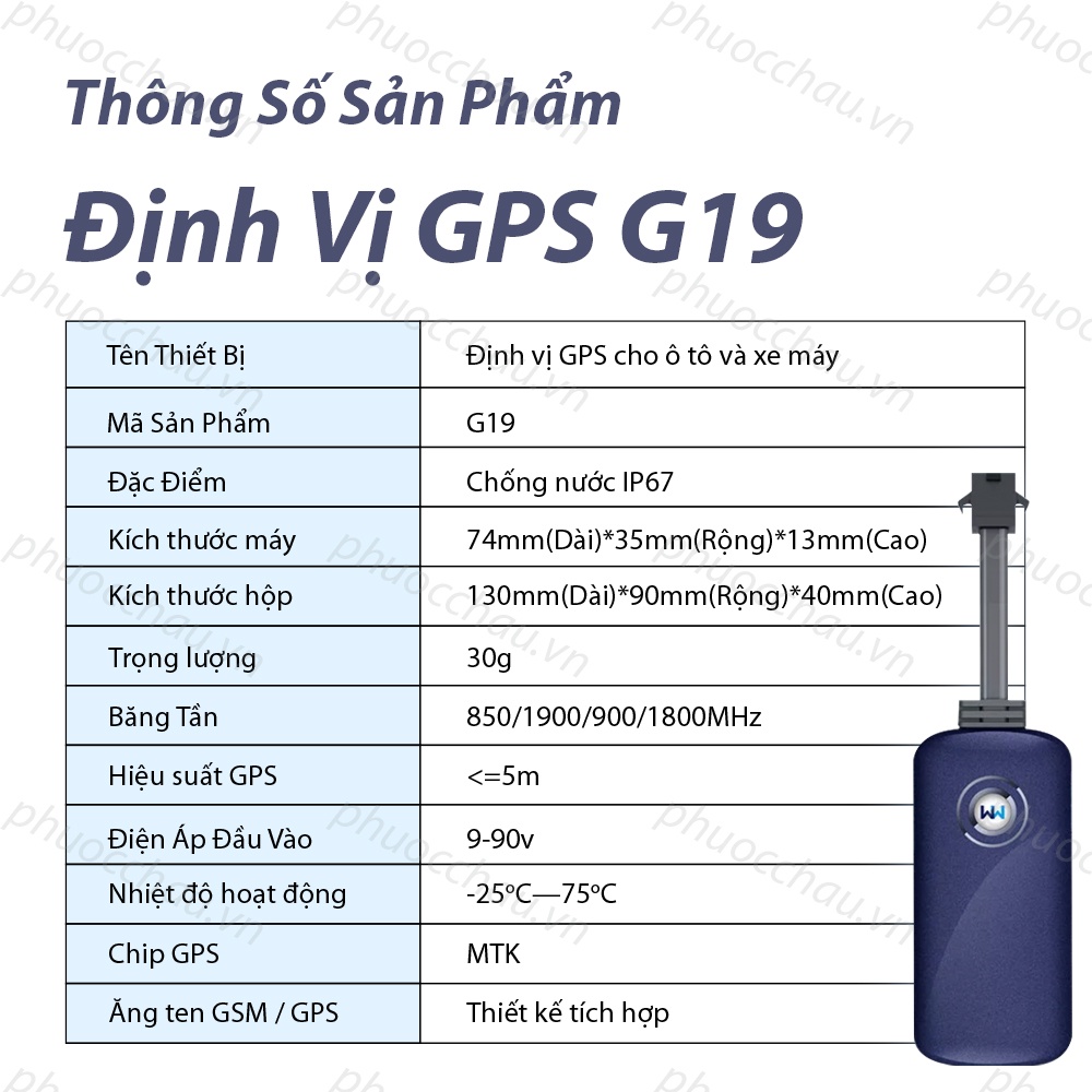 Định Vị Xe Máy, Thiết Bị Định Vị Ô Tô Wanway G19 Chất Lượng Cao, Chính Xác, Chống Nước IP67,Phần Mềm Giám Sát Tiếng Việt