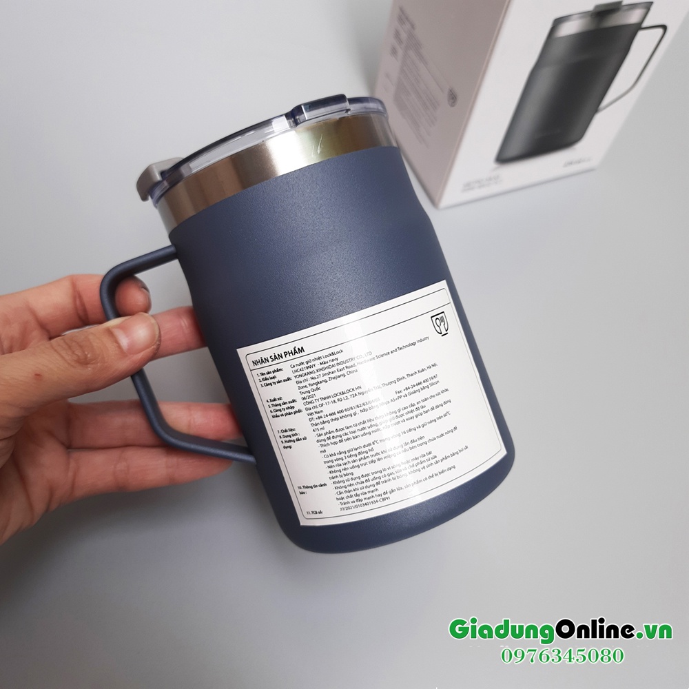 Cốc giữ nhiệt Inox304 Lock&amp;Lock Metro Mug 475ml LHC4219NVY Xanh Navi