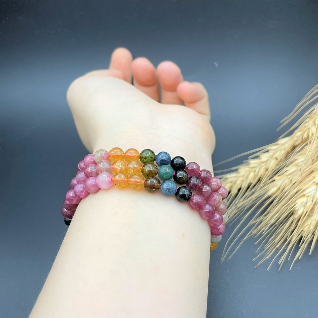 Vòng đá tourmaline 6 ly quấn 3 vòng - Vòng Đá 5A - TOUR06M00-01