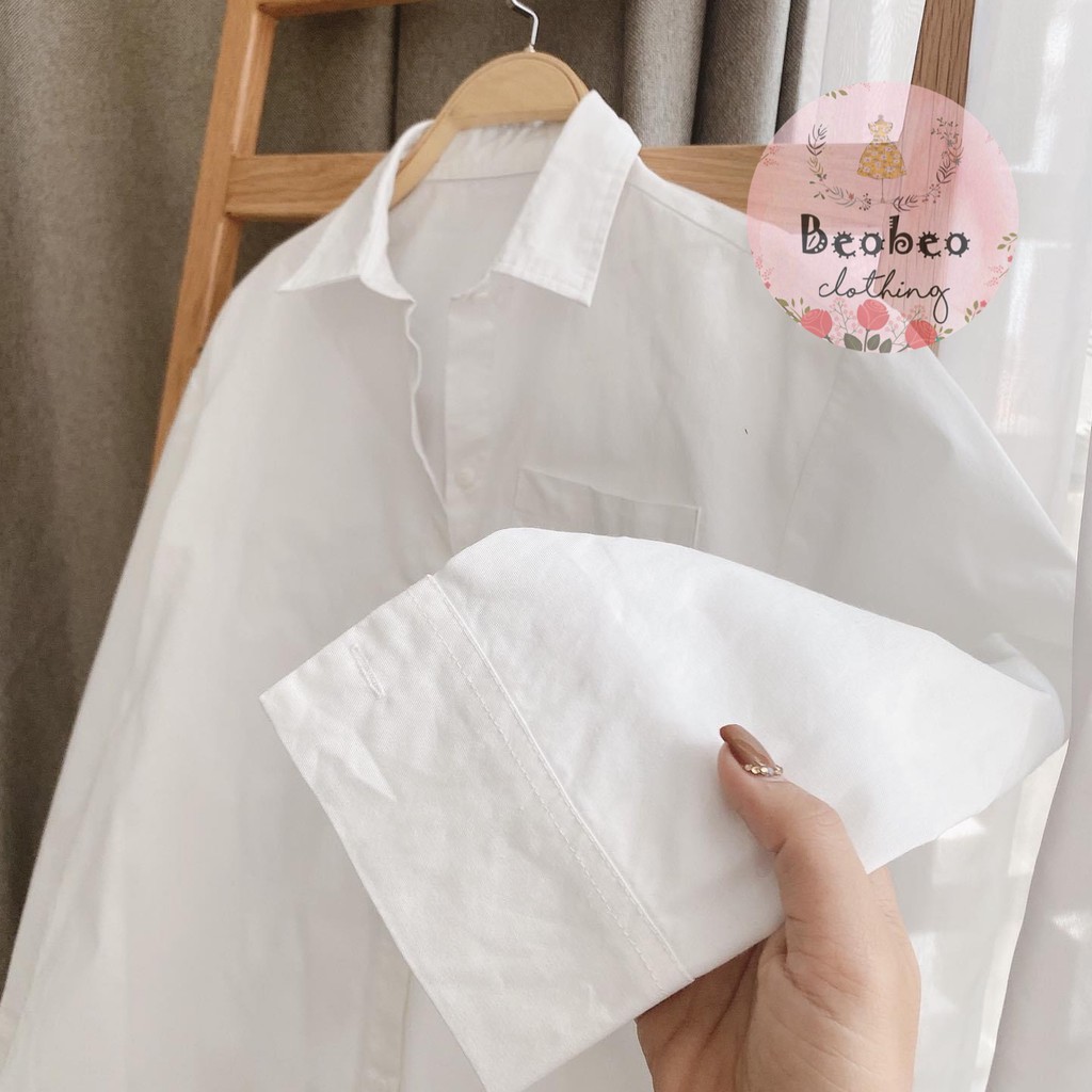 Áo sơ mi trắng oversize 1 túi ulzzang