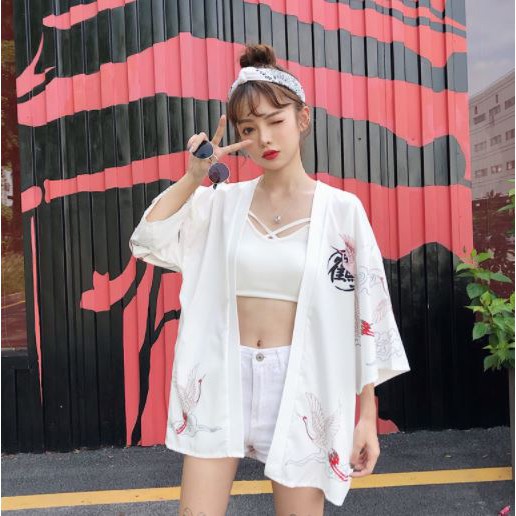 Áo Haori Hạc Trắng Siêu Chất , hàng cao cấp, mã SK32