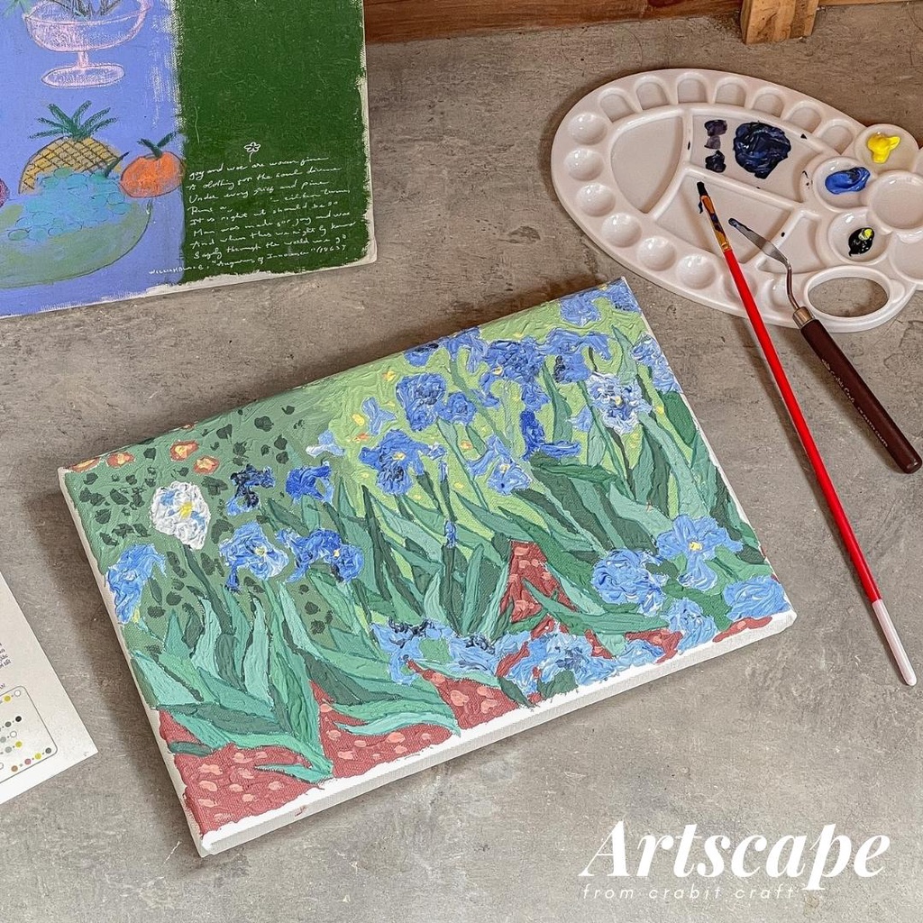 Tranh Van Gogh đắp nổi vẽ sẵn và bộ dụng cụ vẽ Crabit Artscape The Van Gogh Series Irises Hoa diên vĩ