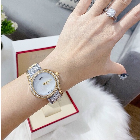 Đồng hồ nữ Piaget dây nhuyễn mặt khảm trai sang trọng quý phái