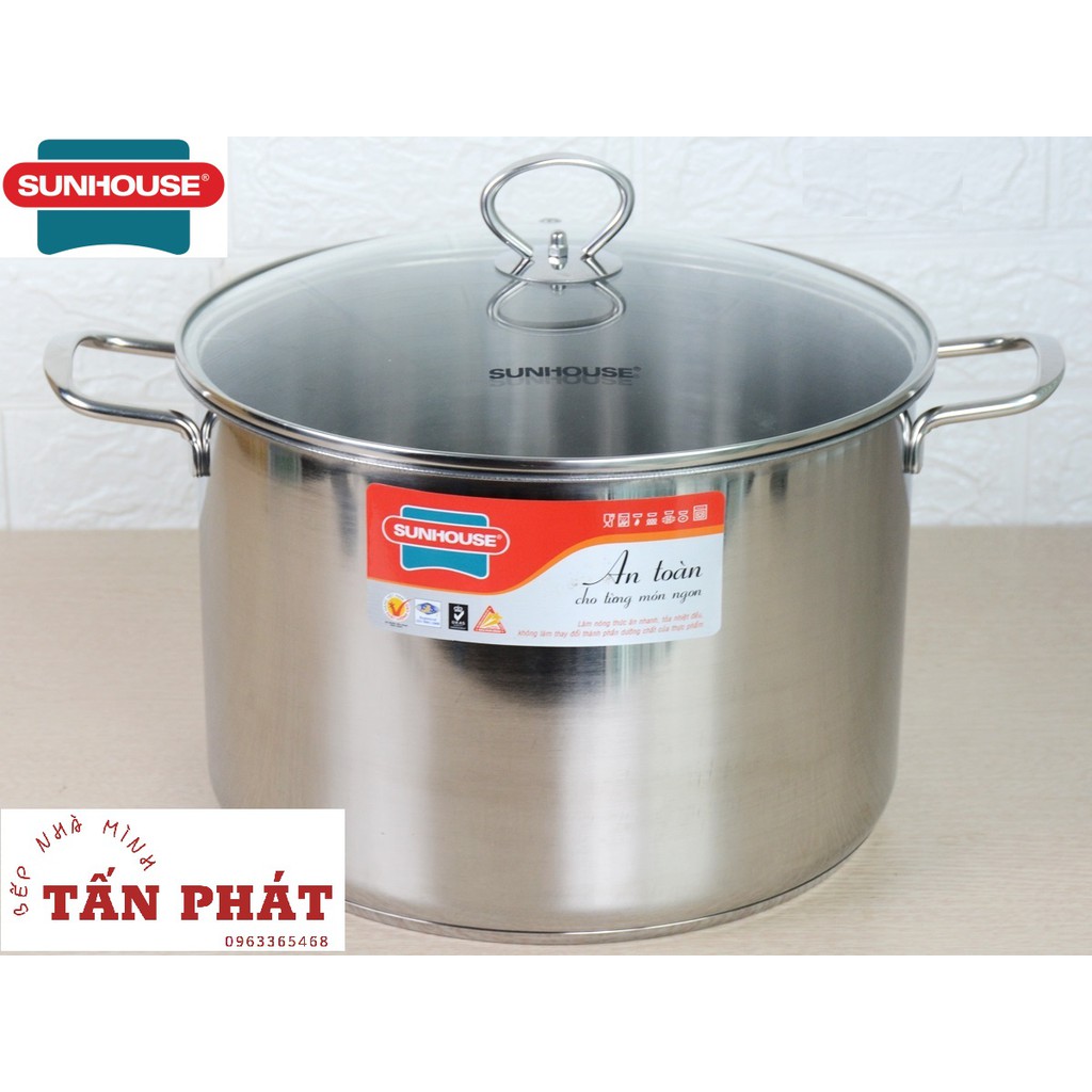 Nồi luộc gà inox 3 đáy SUNHOUSE SH28LG chính hãng