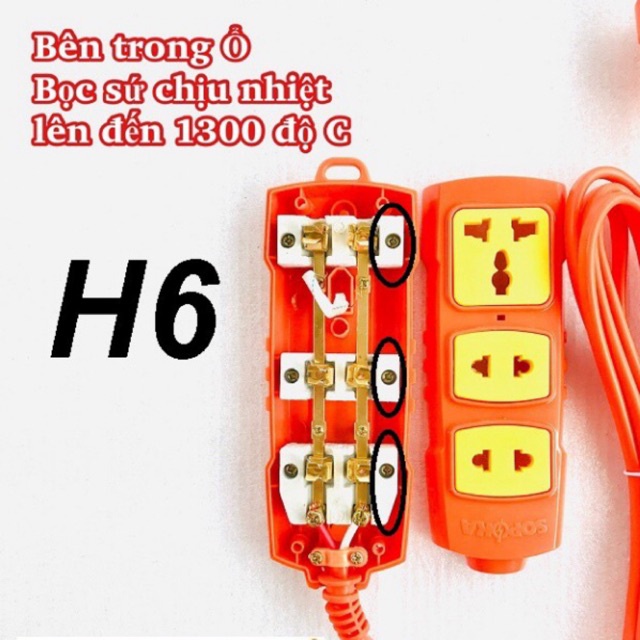 Ổ Cắm Liền Dây + Phích Cắm Chịu Tải Nhiệt SOPOKA T3-3000W/ T5-3000W