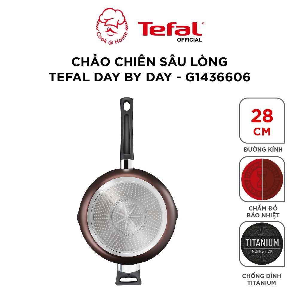 Chảo chiên sâu lòng Tefal day by day size 24, 28cm - G1436405/ G1436606