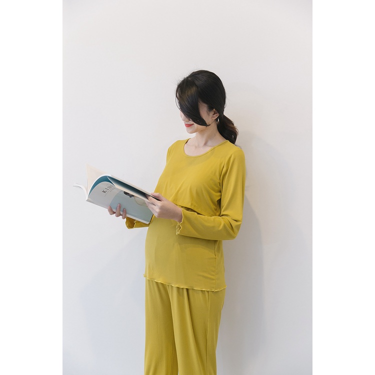 Bộ Đồ Bầu Và Sau Sinh Cho Con Bú Modal Siêu Mềm Mịn có sẵn lót ngực tiện lợi cho mẹ bầu và sau sinh