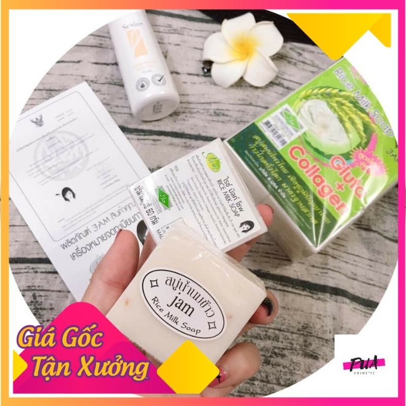 [FreeShip - Xả Kho]  Xà Phòng Kích Trắng Thái Lan Jam Rice Milk Soap Mẫu Mới Nhất ( vuông ) - Siêu Thơm