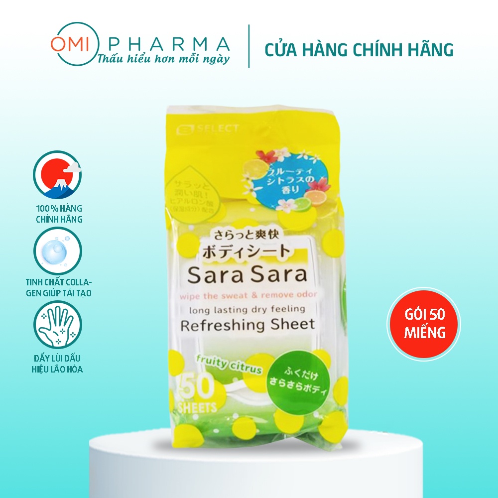 Khăn Ướt Dưỡng Ẩm, Làm Sạch Da, Dưỡng Da Mềm Mịn Sara Sara S Select (Hương Trái Cây)