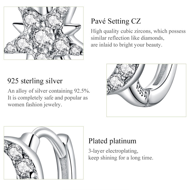 Hoa tai Bamoer dạng vòng tròn hình ngôi sao mặt trăng thời trang cho nữ