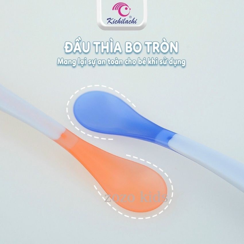Thìa ăn dặm Silicon báo nóng Chính Hãng Kichilachi Madein Việt Nam