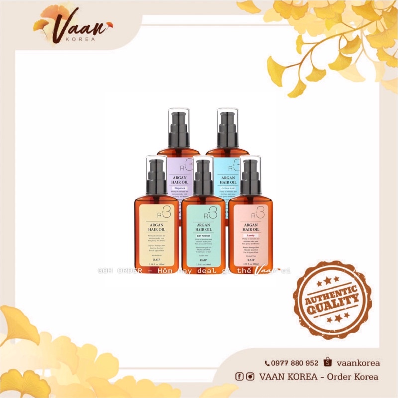 Tinh Dầu Argan Dưỡng Tóc RAIP R3 Argan Hair Oil chai 100ml