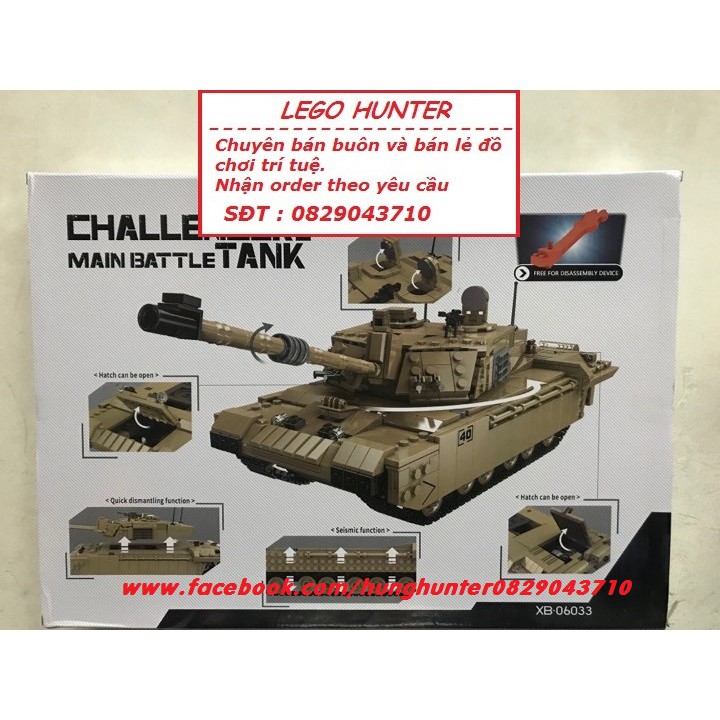 Bộ lắp ráp Lego Army : Xe Tank Challenger 2 của Anh - XingBao XB 06033