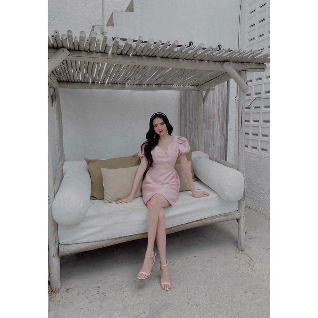 Corset Dress - Đầm cổ V tay phồng chiếc eo, Céci Store