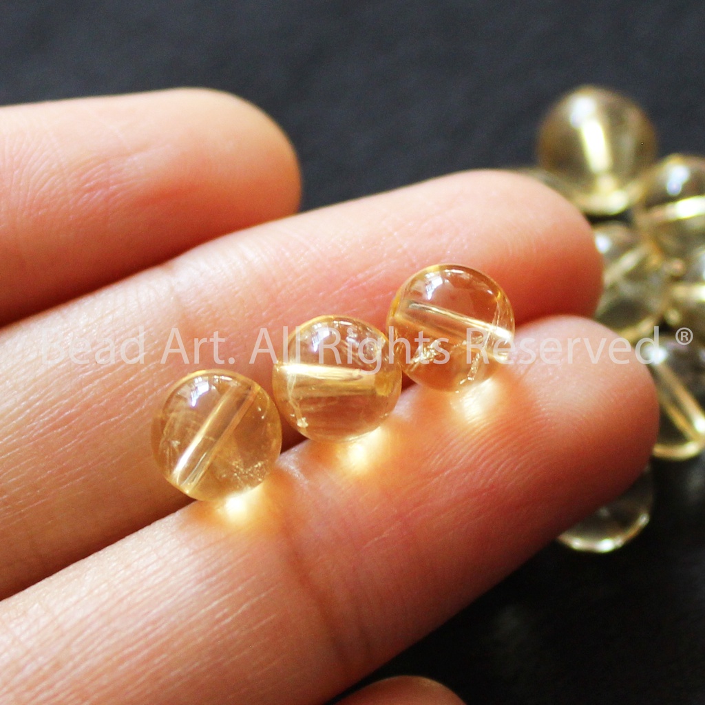 Đá T. Anh Màu Vàng 6.5-7MM, Mệnh Thổ, Kim, Phối Trang Sức, Vòng Tay, Phong Thuỷ, Chuỗi Hạt S50 - Bead Art