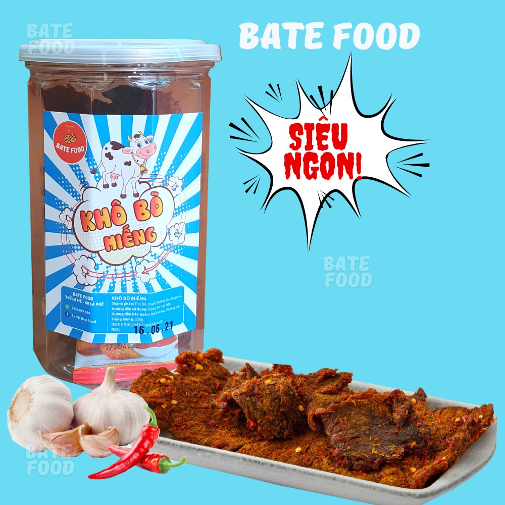 Khô Bò Miếng 250g Siêu Ngon Loại Đặc Biệt I BateFood I Ăn Vặt Ngon Sài Gòn