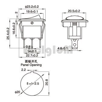 5 Công Tắc Bật Tắt 6A 250V / 10A 125V Ac On / Off Màu Đen 3 Chấu 20Mm