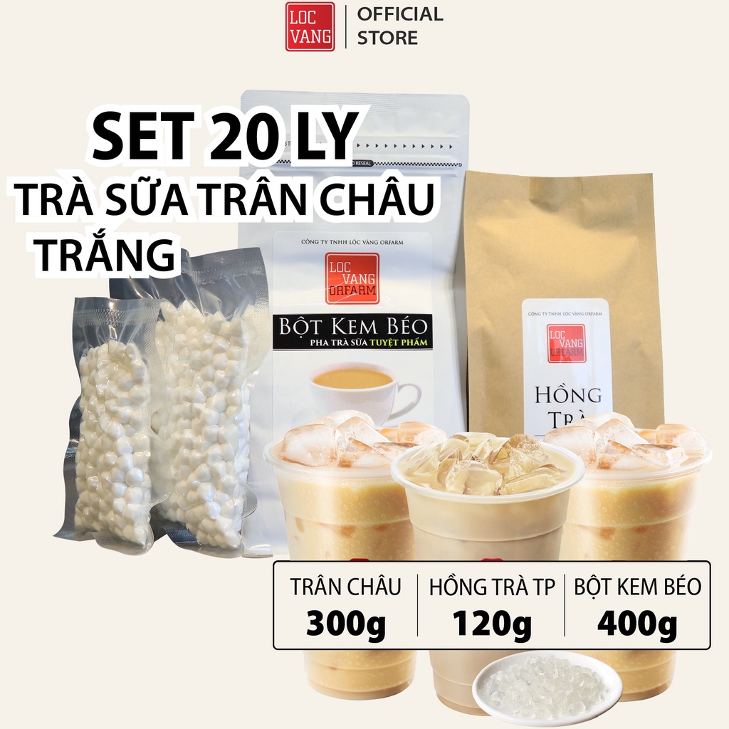 Trà Sữa Trân Châu Trắng Tự Pha SET 20 LY TUYỆT PHẨM Nguyên Liệu Làm Trà Sữa Bột Béo Hồng Trà Đen