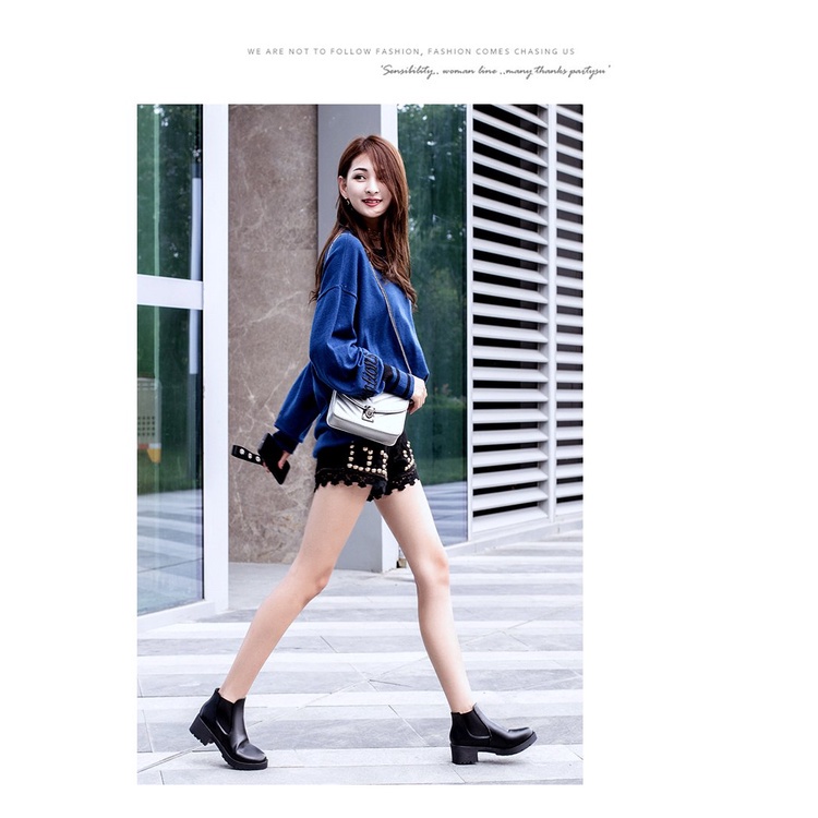 Giày Bốt Đế Cao Vừa Mũi Tròn Cổ Thấp Thời Trang | BigBuy360 - bigbuy360.vn