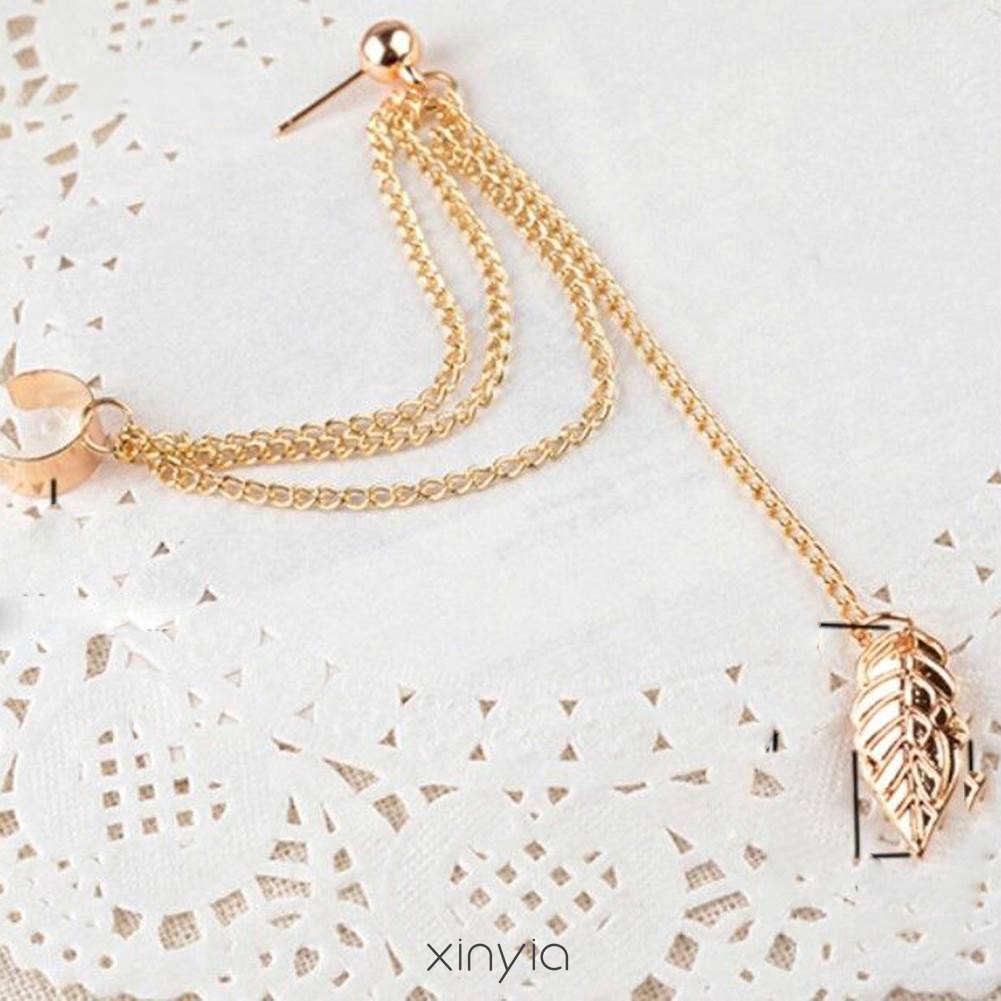 Khuyên tai kẹp vành tai kim loại dạng chuỗi xích cá tính cho nữ