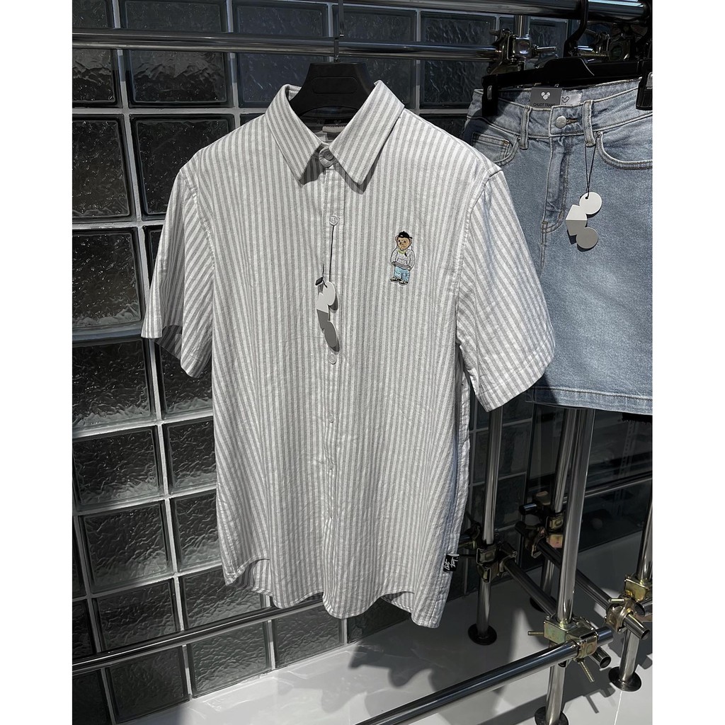 ÁO SƠ MI gấu kẻ sọc Oxford CHUOT TRANG BEAR SEASON