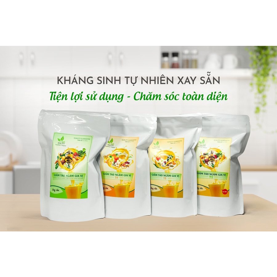 Kháng sinh tự nhiên, Giấm táo ngâm gia vị xay sẵn túi tiện lợi VietHealthy 1 lít