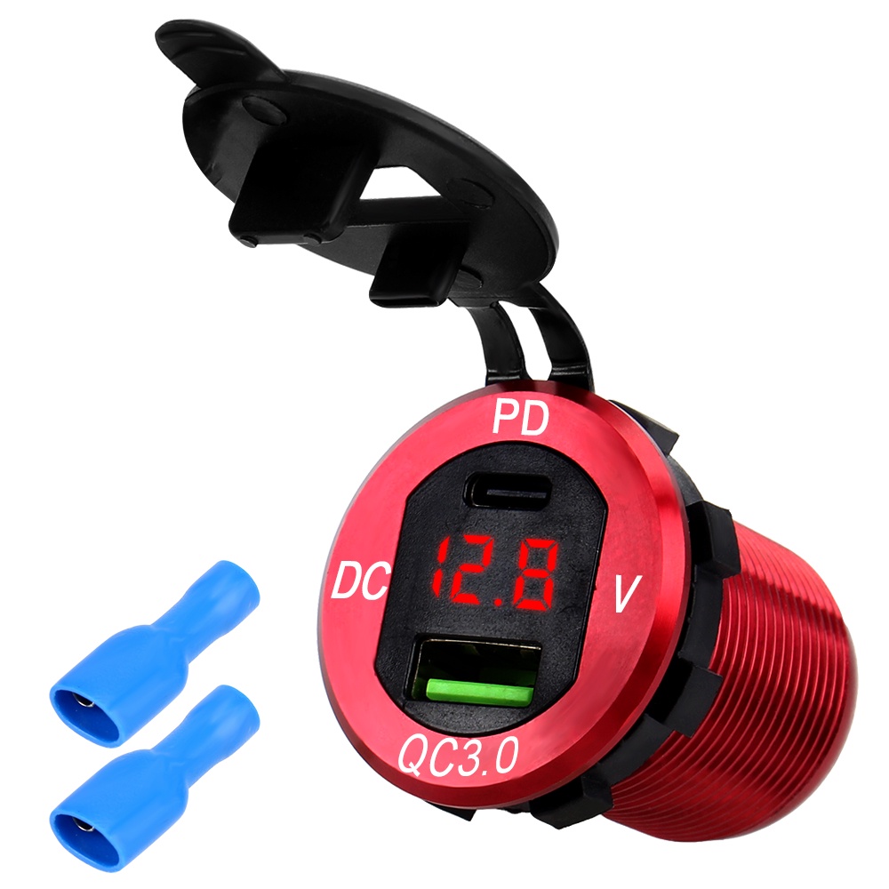 Bộ sạc QC3.0 USB 12-24V 40W PD Type-C chống thấm nước cho xe hơi/ xe tải