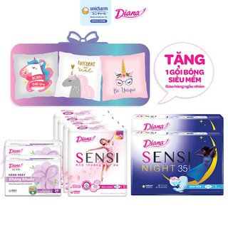 [Kèmgối]Bộ 4 gói Diana Sensi siêu mỏng cánh 8 miếng+2 gói Diana Sensi hàng ngày 20 miếng+2 gói Diana Sensi Night 35cm 3m