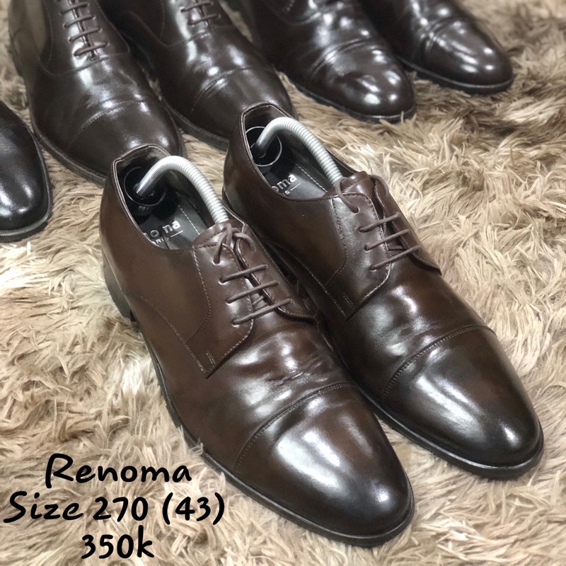 [Giày 2hand] [Size 43] Giày Tây Kiểu Dáng OxFord Công Sở Màu Medium Brown Trơn Bóng Thương Hiệu Renoma